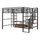 preview thumbnail 10 of 26, Full Size Metal Loft Bed with Desk, Staircase and Storage Cabinet