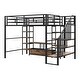 preview thumbnail 24 of 26, Full-Size Metal Loft Bed with Staircase, Built-In Low Storage Desk, and Multi-Tier Shelving for Space-Saving Versatility