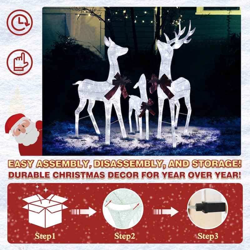VEIKOUS 4.5 ft. 3D LED Reindeer Family Christmas Holiday Yard Decoration