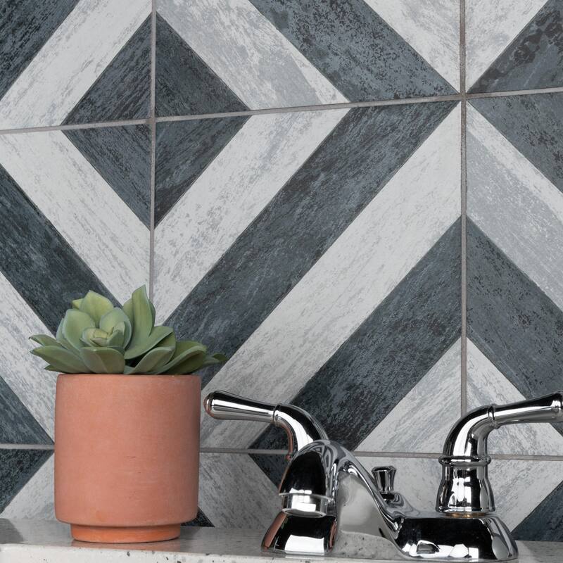 Merola Tile Cassis Sete Black 9-3/4" x 9-3/4" Porcelain Floor and Wall Tile