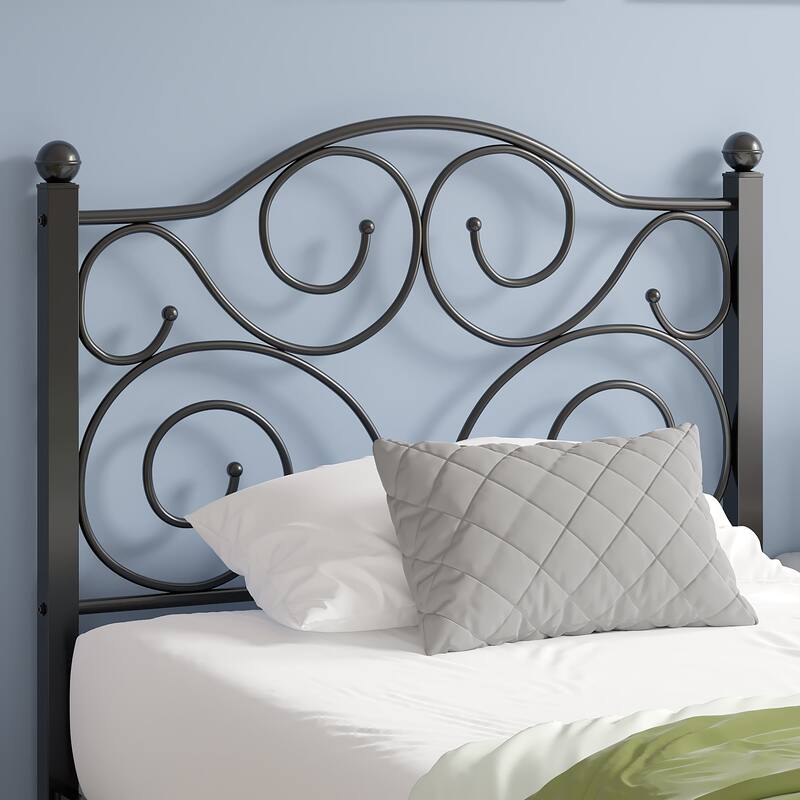 Victorian Style Metal Bed Frames with Headboard,No Box Spring Needed