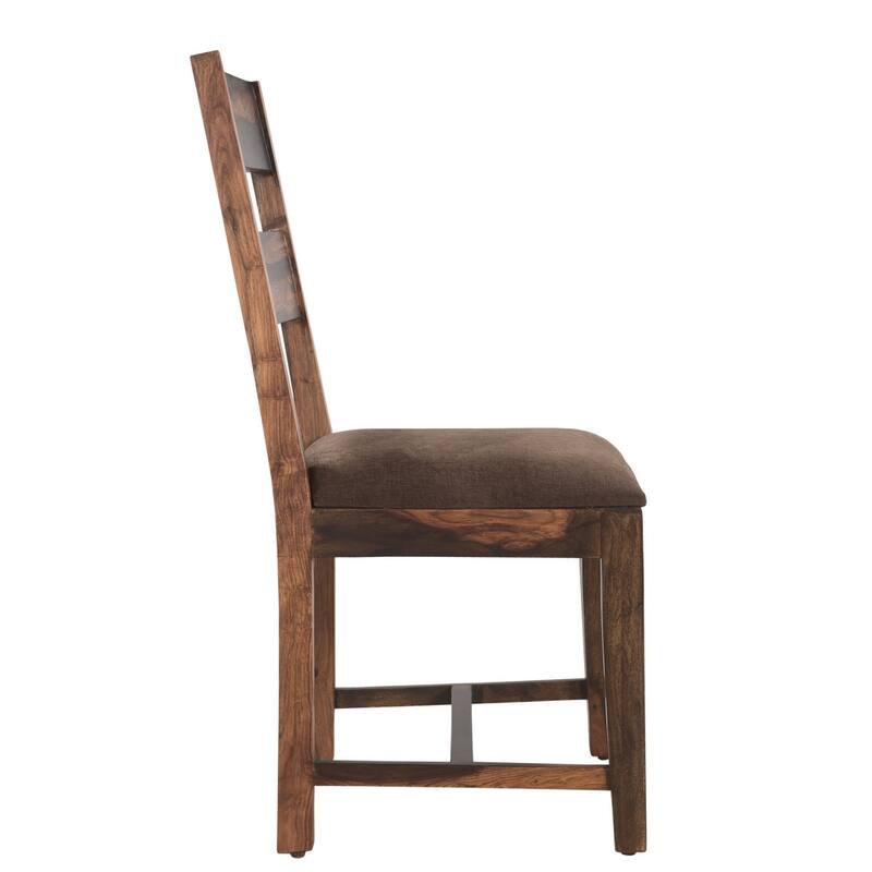 HomeRoots Set of Two Brown Upholstered Seat Ladder Back Dining Side Chairs - 18' X '39' X '18