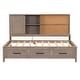 preview thumbnail 13 of 24, Twin Size Lounge Daybed with 3-Drawers，Kids Cork Board Bed Frame with USB Ports and 2 Built-in Storage Shelves, Antique Wood