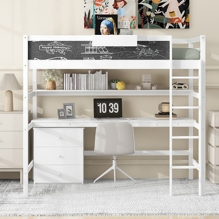 Kid-Friendly Design Twin Size Loft Bed with Desk