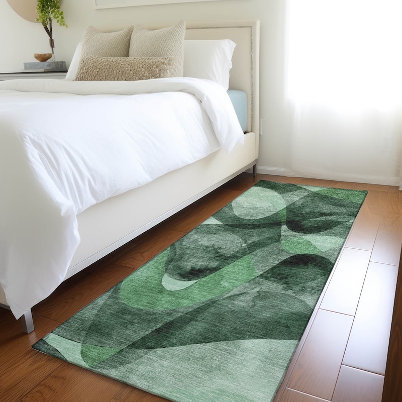 Machine Washable Indoor/ Outdoor Modern Chantille Rug - Fern - 2'3" x 7'6"