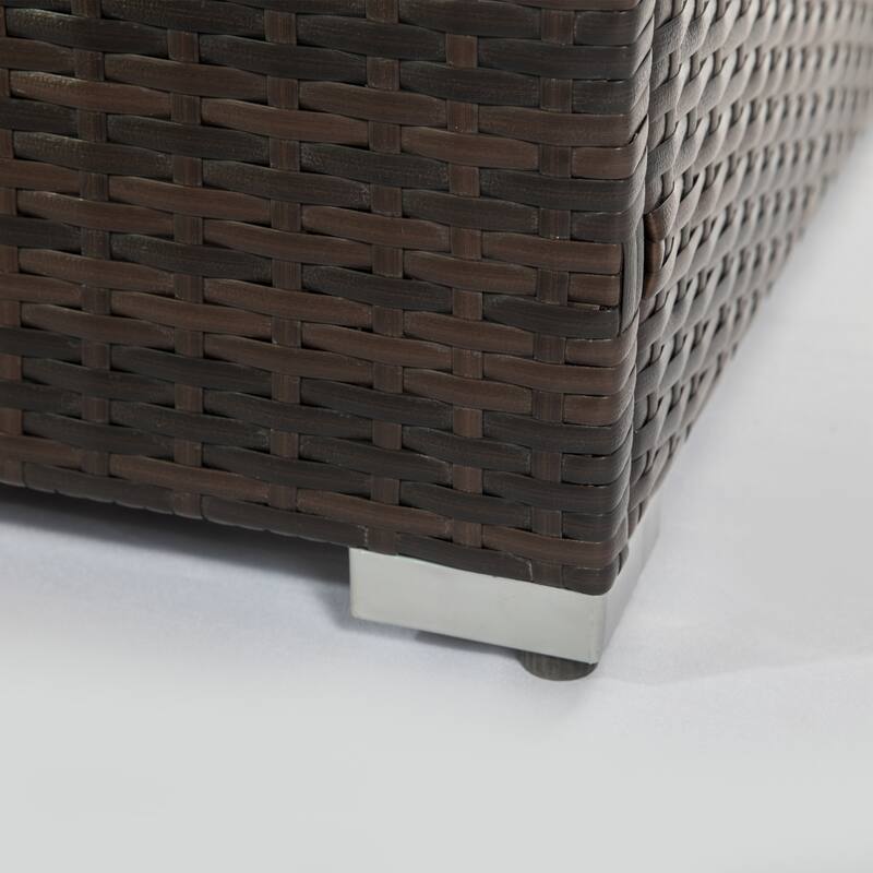 Outdoor Gas Fire Pit Square Dark Brown Wicker