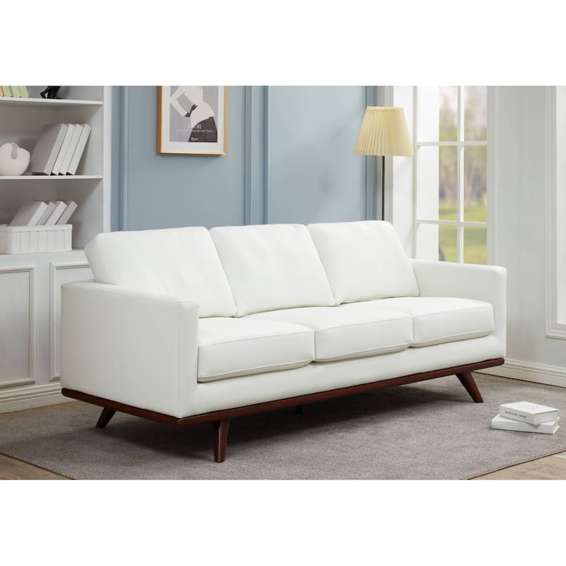 Chester Modern 3 Seater Sofa Couch in Leather or Mesh Upholstery With Birch Wood Base for Living Room Bedroom and Office - 83"