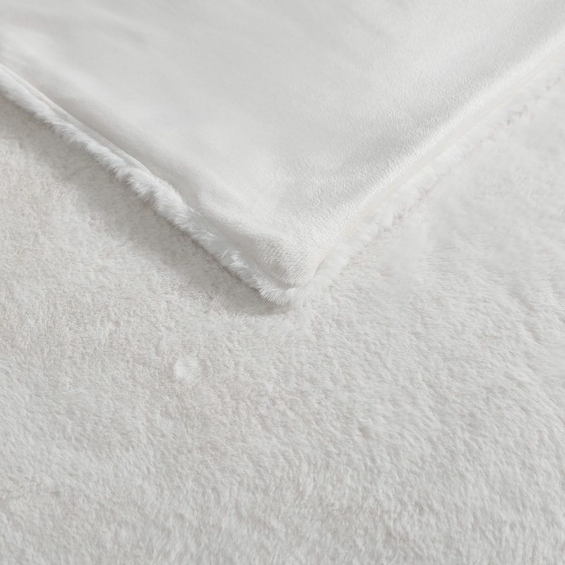 Kenneth Cole Faux Fur Solid Throw Blankets