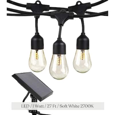 Brightech Ambience Solar 1W LED S14 27 Ft Hanging (2700K) Warm White Light Strand