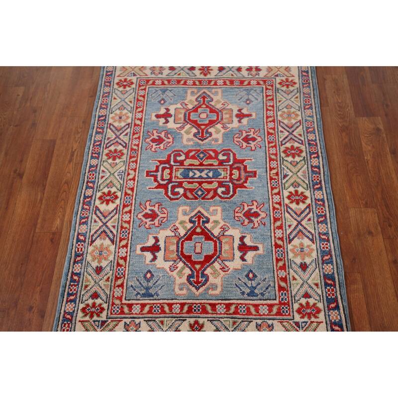 Kazak Accent Rug Handmade Foyer Wool Carpet - 2'7" x 3'10"
