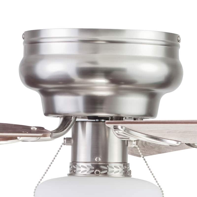 44" Prominence Home Alvina Satin Nickel Traditional Indoor LED Ceiling Fan with Light, Pull Chain