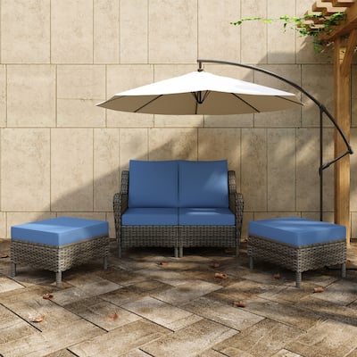 4-piece Outdoor Rattan Sectional Sofa Set With Cushion