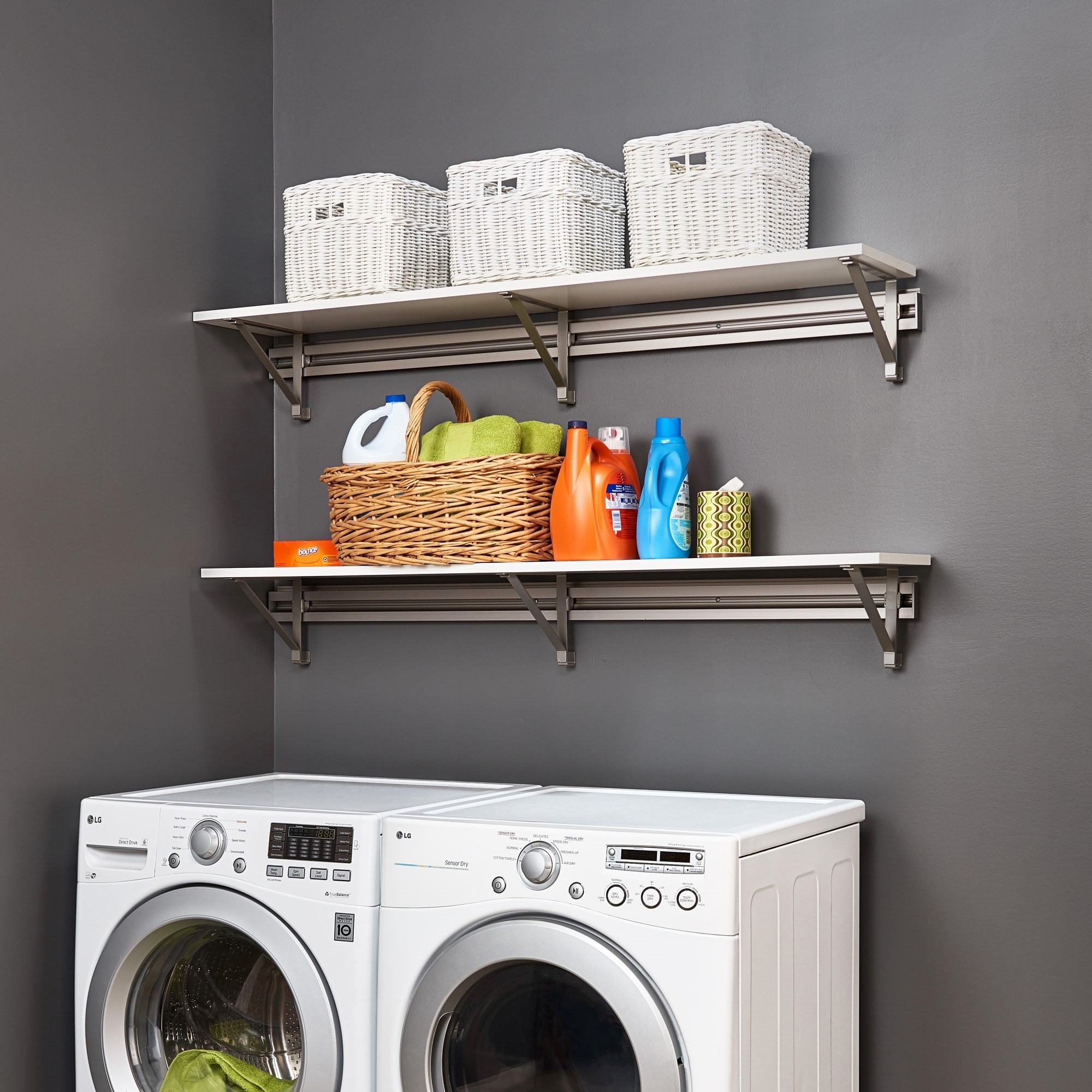 Laundry shelf rack outlet