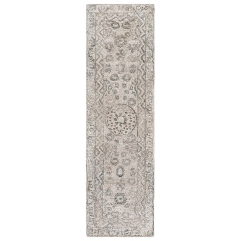 SAFAVIEH Handmade Anatolia Ramzia Traditional Rug - 2'3" x 8' Runner - Light Grey/Sage