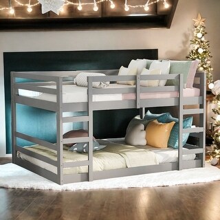 Artsy Full Over Full Bunk Bed with Ladder, Solid Construction, Grey