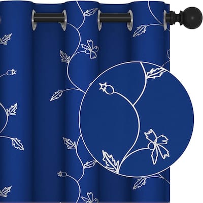 Deconovo Room Darkening Silver Floral Curtains (2 Panels)