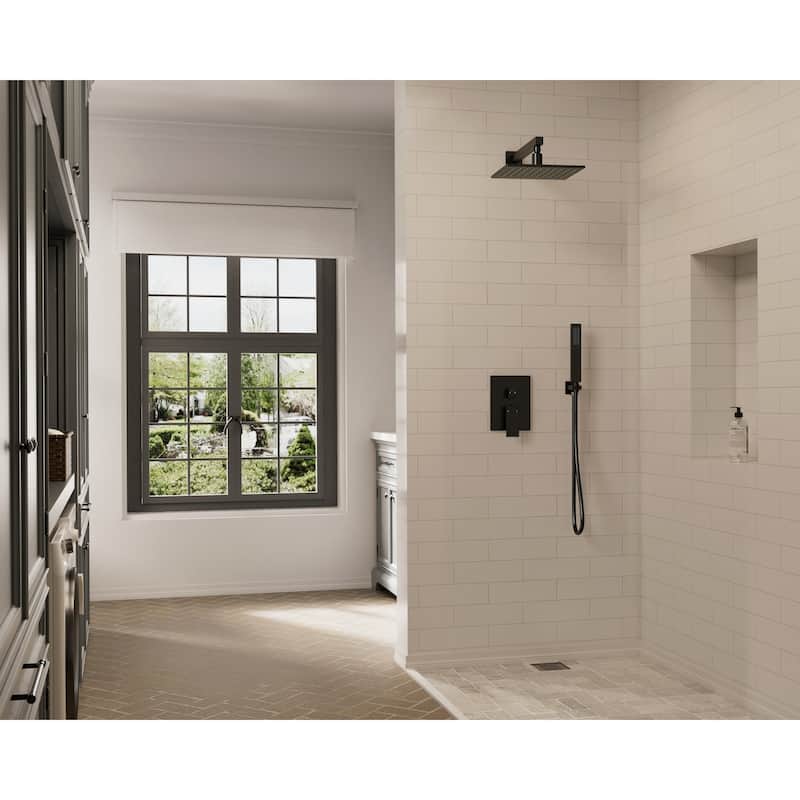GRANDJOY LED Shower Head System 10" Rainfall Shower Head with Handheld Shower