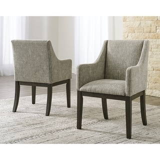 Burkhaus Dark Brown Dining Upholstered Arm Chair, Set of 2 - 21"W x 24"D x 36"H