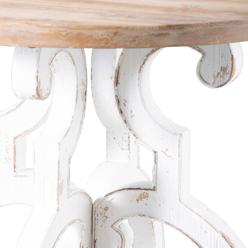 36 Inch Round Table, Classic, Sculptural Base, Wood, Modern, White, Brown