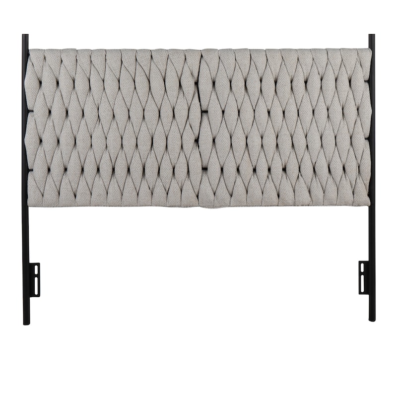 Silver Orchid Braided Matisse Queen Headboard - Cream Fabric