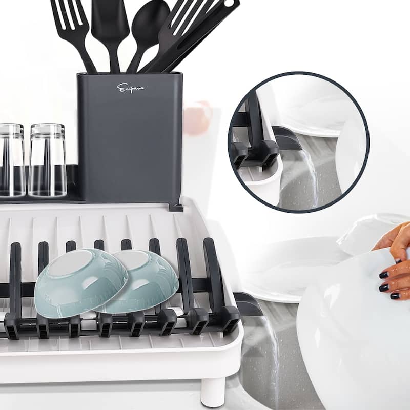 Foldable Countertop Dish Drying Rack with Drainer - 16.5" x 13.8"