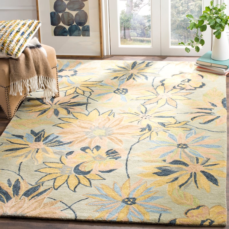 SAFAVIEH Handmade Blossom Friedolina Modern Floral Wool Rug - 8' x 10' - Light Blue/Multi
