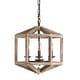 preview thumbnail 5 of 8, 3-Light Antique Modern Farmhouse Off-White / Wood Chandelier