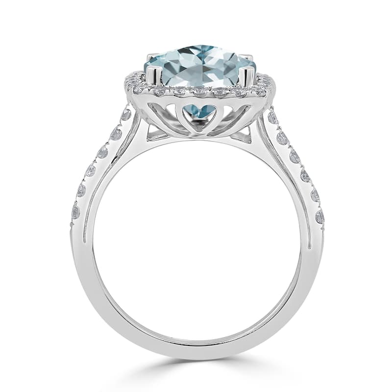 Auriya 1 5/8ct Cushion-cut Aquamarine and Halo Diamond Engagement Ring 1/2cttw 14k Gold
