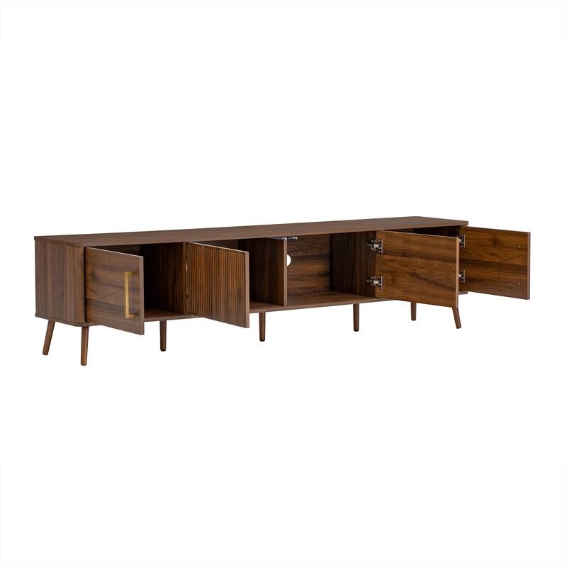 Modern Fluted 78" TV Stand for TVs up to 85", Entertainment Center TV Media Console Table with Storage Cabinets