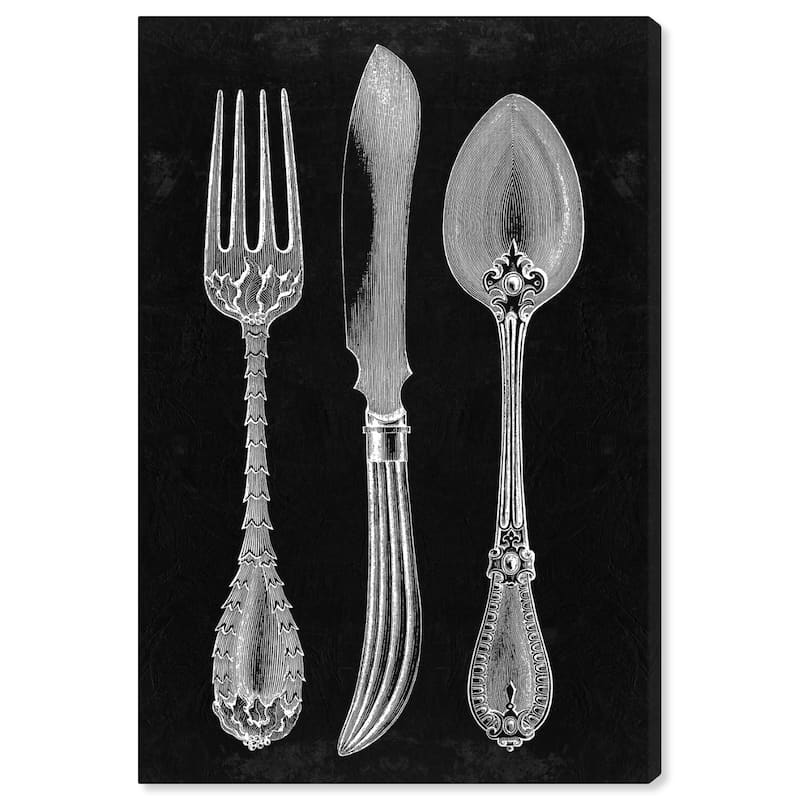 Wynwood Studio 'Dinasty Cutlery' Food and Cuisine Wall Art Canvas Print Cooking and Chef - Gray, Black