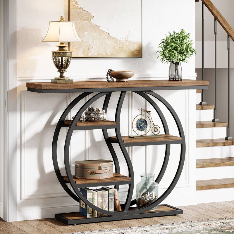 47.24" Entryway Table Wood Accent Tables with Metal Frame