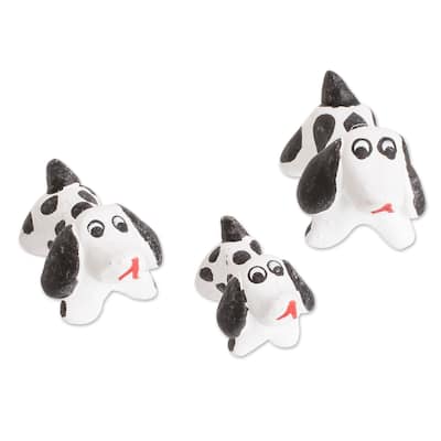 Novica Handmade Dalmatian Family Ceramic Figurines (Set Of 3)