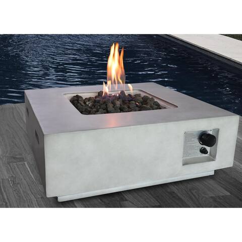 Santiago 30" Square Fire Pit With Protective Lid