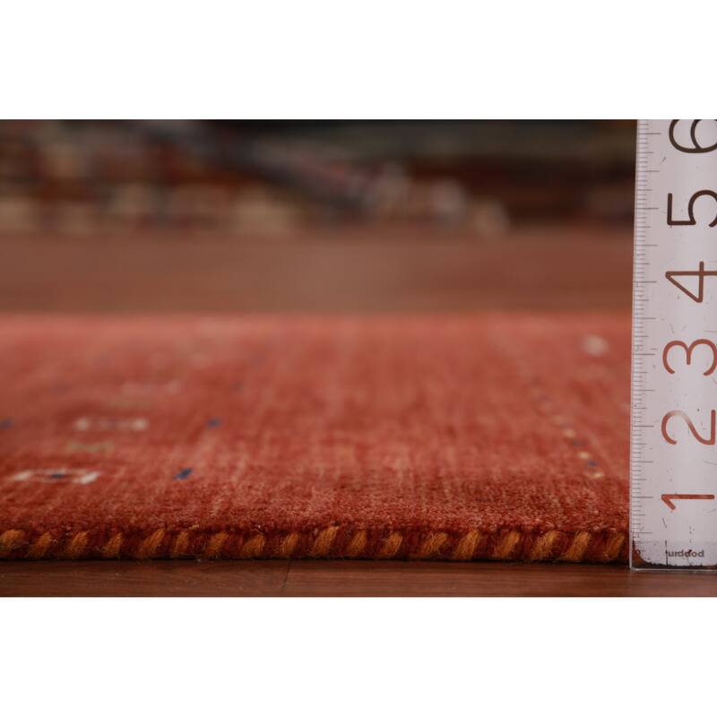 Hand Knotted Oriental 100% Wool Carpet Tribal Animal Pictorial Oranges & Rust Gabbeh Area Rug - 4' 11'' X 2' 10''