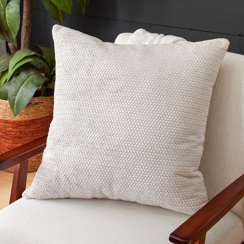 Sorra Home Velvet Shimmer Single Indoor Textured Knife Edge Square Pillow