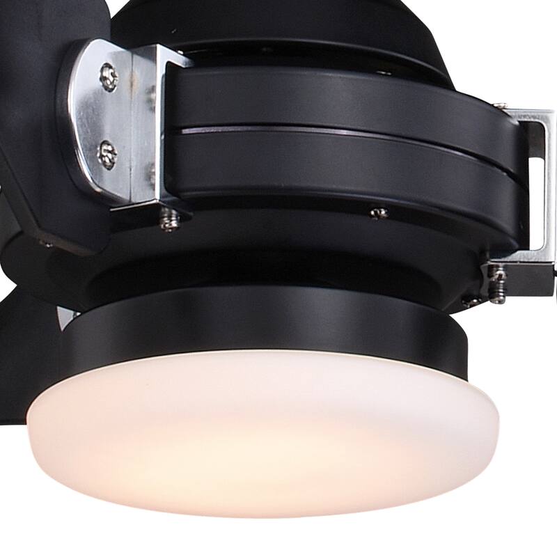 Austin 52 in. Black and Chrome Industrial Outdoor Ceiling Fan with Light Kit and Remote - 52-in. W x 15-in. H x 52-in. D