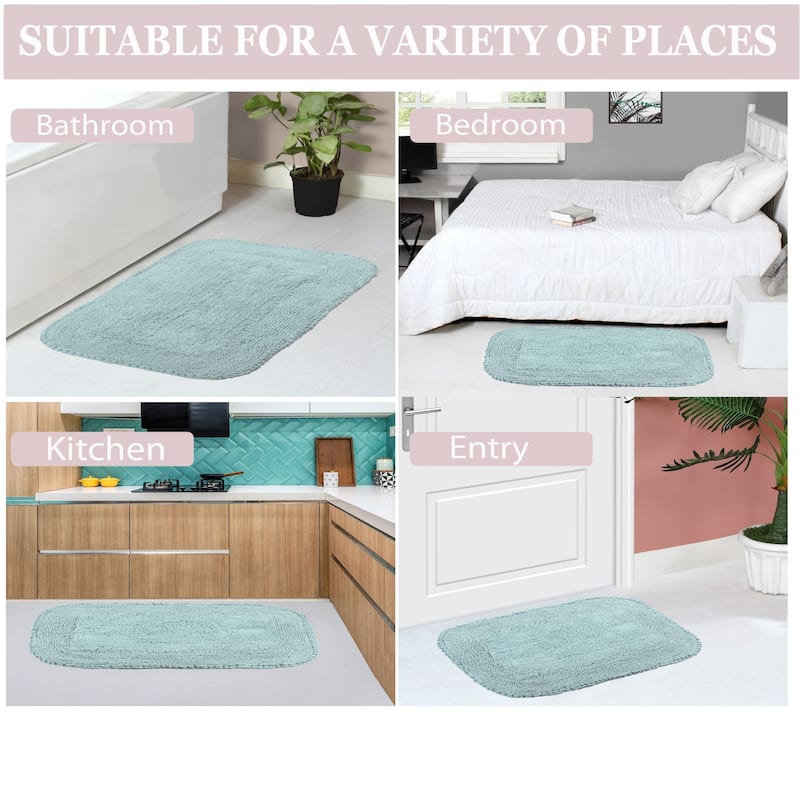 Radiant Collection Absorbent Cotton 2 Piece Set Machine Washable Bath Rug