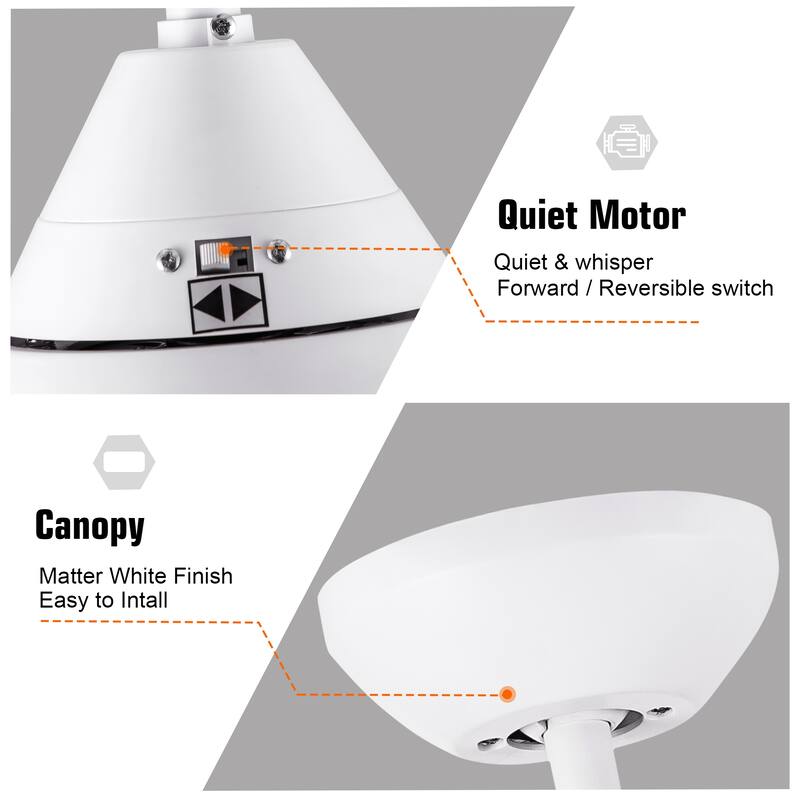 56 in. Dimmable Integrated LED Indoor&Outdoor White Ceiling Fan with DC Motor and Remote - 56 INCHES