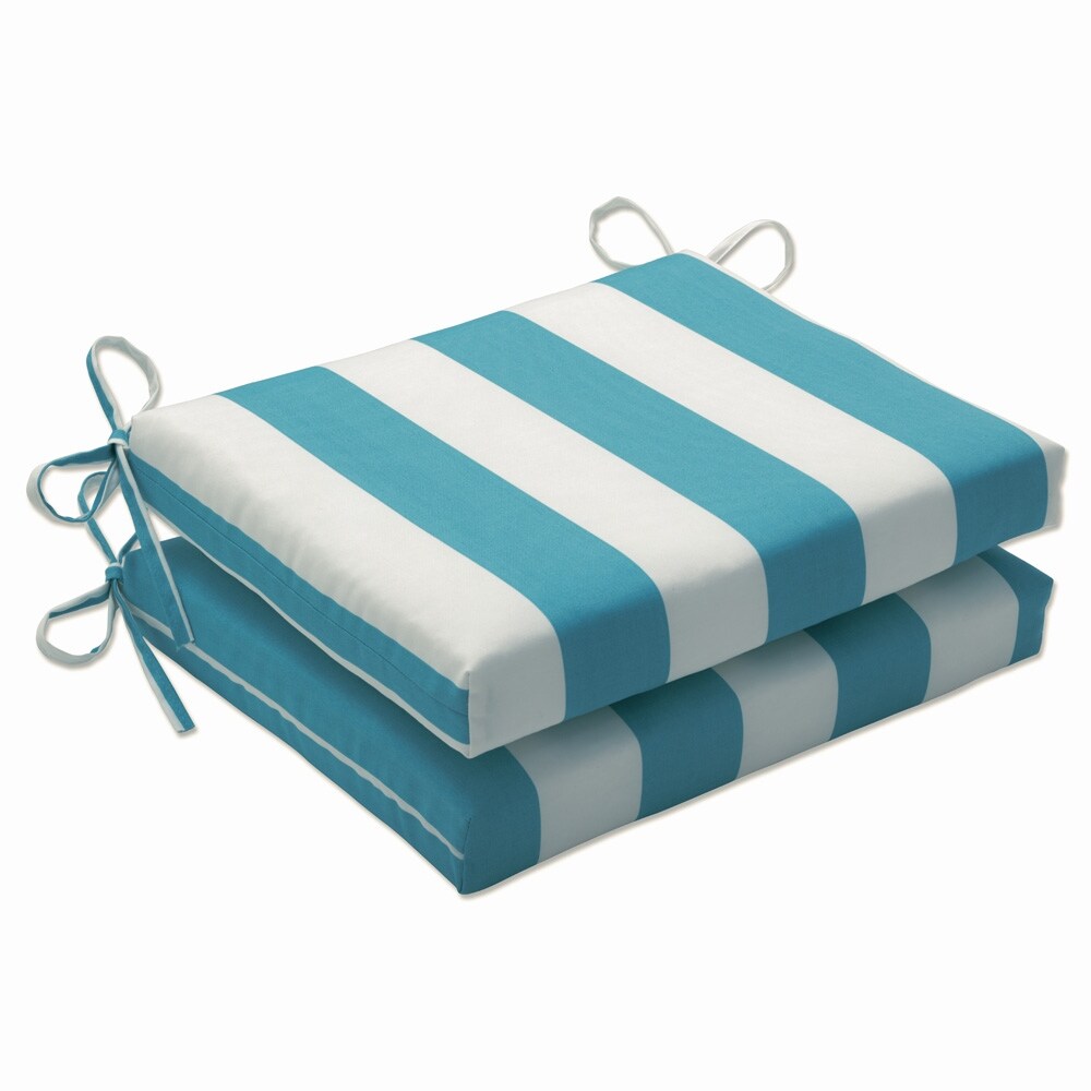 Pillow Perfect Outdoor Cabana Stripe Turquoise Squared Corners