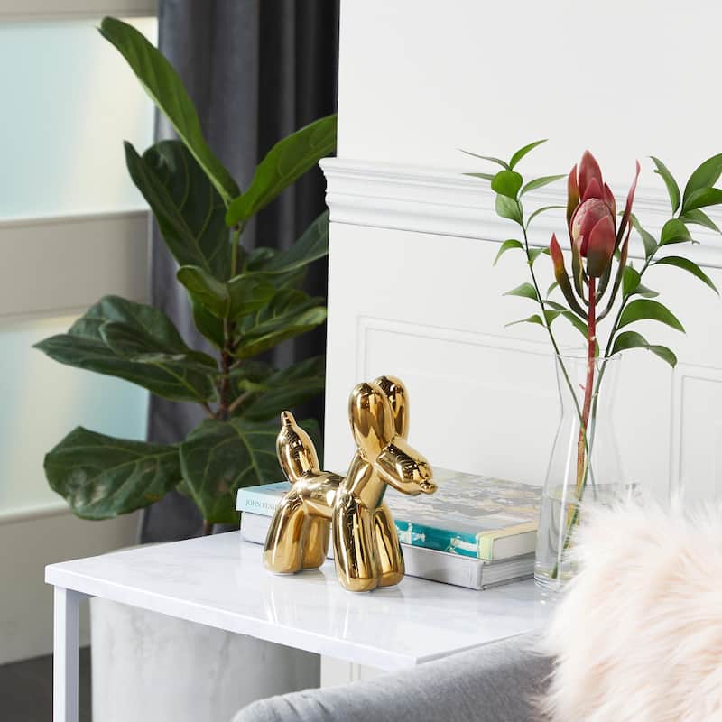 CosmoLiving by Cosmopolitan Ceramic Balloon Dog Decorative Sculpture - Gold or White