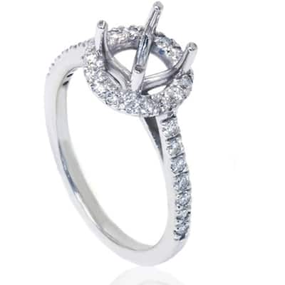 1/3ct Halo Diamond Ring Setting White Gold