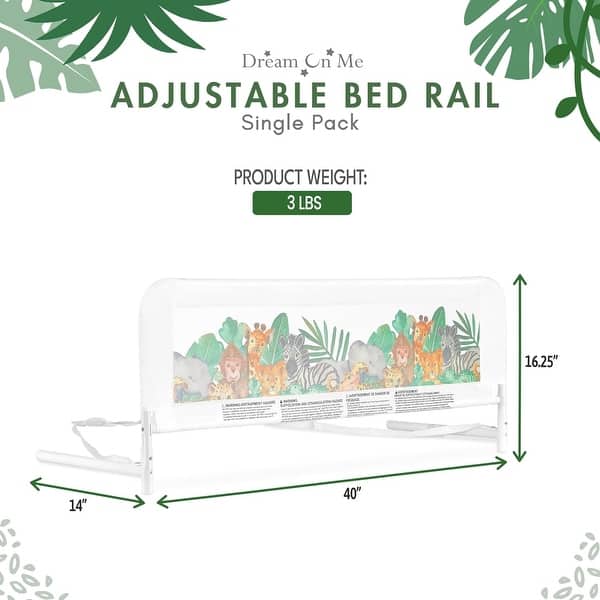 dimension image slide 2 of 5, Dream On Me Adjustable Mesh Bed Rail