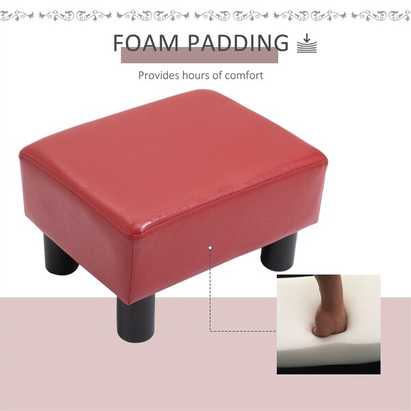Ottoman Foot Rest,Small Foot Stool with Faux Leather Upholstery