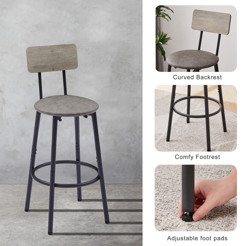 5 Pieces Bar Set with 4 Bar stools PU Soft seat with backrest
