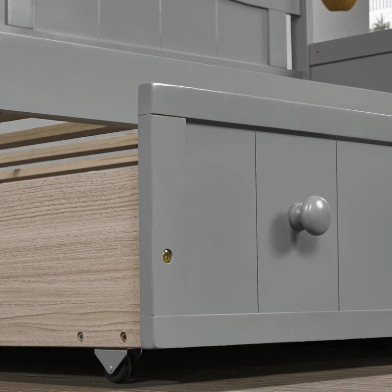 Twin Wooden Daybed with 2 Storage Drawers, Sofa Bed Frame for Bedroom or Living Room, Pine Wood Daybed with Slats