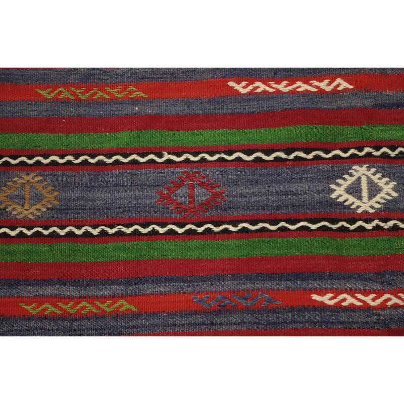 Hand Woven Oriental 100% Wool Carpet Southwestern Tribal Multi-Colored Kilim Area Rug - 9' 6'' X 6' 1''