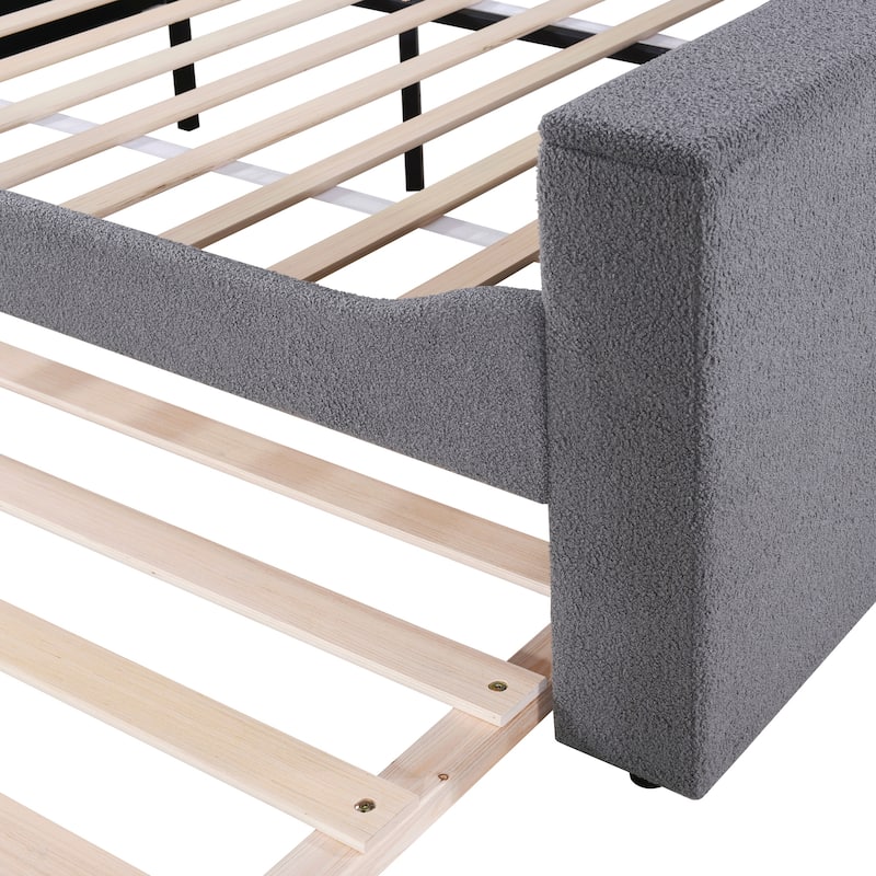 Gray Full Size Daybed with Storage Armrests and Bluetooth Audio