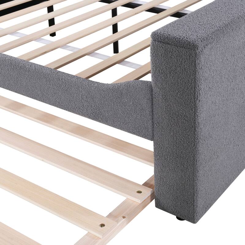 Upholstered Daybed with Storage Armrests, Trundle and Latest Integrated Bluetooth Audio System