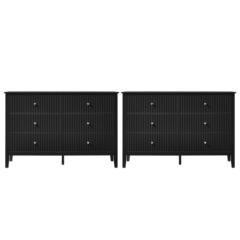 6 Drawer Dresser Fluted Modern with 5 Colors Available | High Weight Capacity Wood Dresser for Bedroom