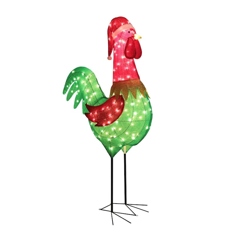 VEIKOUS 6 ft. H 3D Warm White Light Rooster Christmas Holiday Yard Decoration